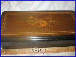 Antique Music Box Cylinder Inlaid Case 6 Airs Bailey Musical Boxes WORKS