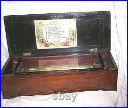 Antique Music Box, Has 4 Broken Fingers, Plays 8 Tunes