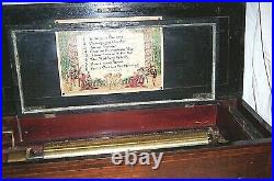 Antique Music Box, Has 4 Broken Fingers, Plays 8 Tunes