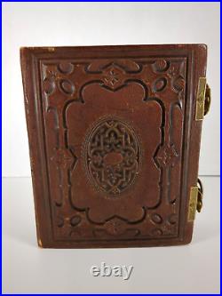 Antique Music Box Leather Book Album Gueissaz 1884 Switzerland Movement