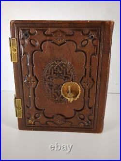 Antique Music Box Leather Book Album Gueissaz 1884 Switzerland Movement