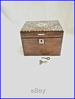 Antique Music Box Mother of Pearl inlays Jewelry Box circa 1860