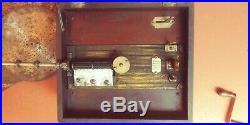 Antique Music Box Pre-1900 Plays 9-1/2 Metal Records Original owner