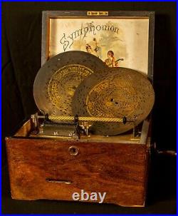 Antique Music Box Symphonion 1880's with 9 discs original key