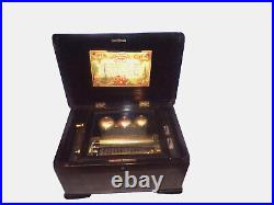Antique Music Box With Bells, Case With A Nice Inlay Top, 8 Songs
