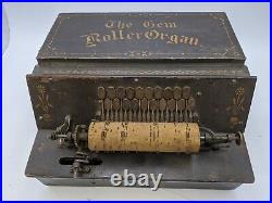Antique Music Player The Gem Roller Organ Portable Tabletop Entertainment