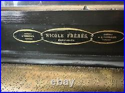 Antique Nicole Freres Circa 1880 Swiss 25 Music Box Wooden Case Decor Inlaid