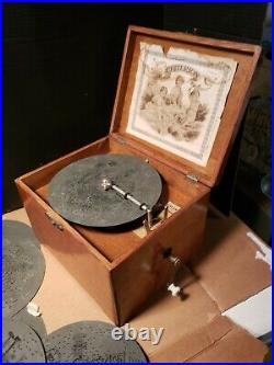 Antique Oak Criterion Disc Music Box see viceo
