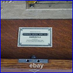 Antique Oak Inlaid Regina Music Box with 5 Discs 19th C