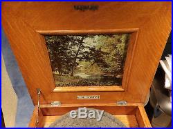 Antique Olympia Oak Case Music Box With Three Discs