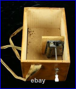 Antique One-Air Thorens Wood Manivelle Music Box with Strap, Circa 1898 #124