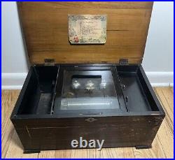 Antique Orchestral 3 Bell & Butterfly Cylinder Music Box 10 Airs Songs Read