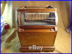 Antique Organina Wood Hand Crank Music Paper Roll Player Organ Free S&H USA