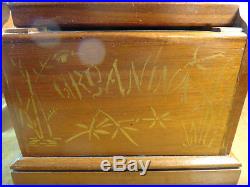 Antique Organina Wood Hand Crank Music Paper Roll Player Organ Free S&H USA