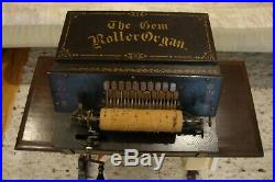 Antique Original GEM ROLLER ORGAN Pinned Cob Reed Player 1887