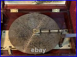 Antique Original Mahogany REGINA DISC MUSIC BOX W 3 Discs Excellent Condition