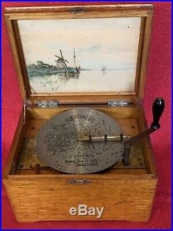 Antique Original REGINA Music Box Disc Player & 3 Discs Beautiful Sound