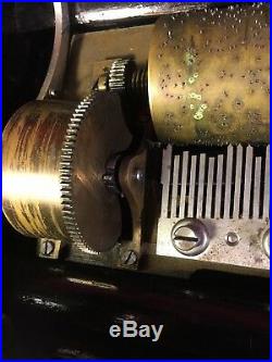 Antique Paillard Swiss 20 Cylinder Music Box Lever Wind Clockwork Inlaid Case