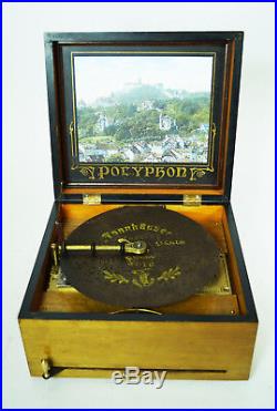 Antique Polyphon Disc Music Box With 8 Discs