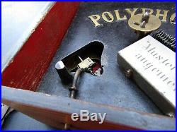 Antique Polyphon Musterschutz Key Wind Up Wood Music Box with6½ Metal Disc Works