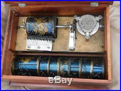 Antique RARE Capital Cuff Music Box w 8 disc Patriotic Eagle Mechanical Mahogany
