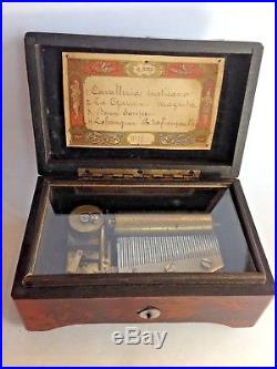 Antique RARE MUSIC BOX 4 AIRS C1880 Walnut Veneered Case