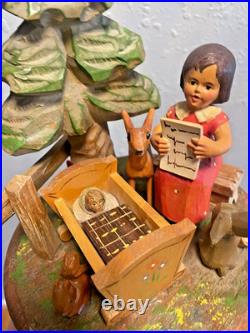 Antique RARE Thorens 10 Music Box Hand Carved Wooden Brahams Lullaby Sweet Lamb