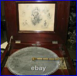Antique REGINA Working Double Comb Disc Mahogany Wood Music Box Patented 1897