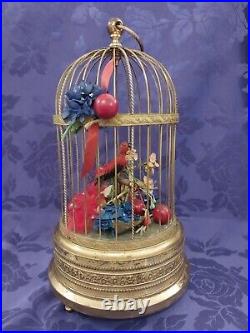 Antique Rarest Christmas Singing Bird Automaton Music Box Cage By Karl Griesbaum