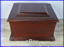 Antique Regina 12 Disk Music Box with Double Combs Mahogany Case + 6 Tune Disks
