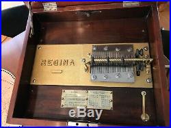 Antique Regina 12 Double Comb Disk Dome Top Mahogany Music Box Player 12 Discs