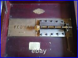 Antique Regina 15.5 Disc Music Box Double Combs Plus Cabinet & Discs Playing A+