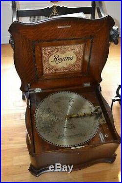 Antique Regina Double Comb 15 1/2 Music Box Rare Tiger Oak Serpentine Cabinet