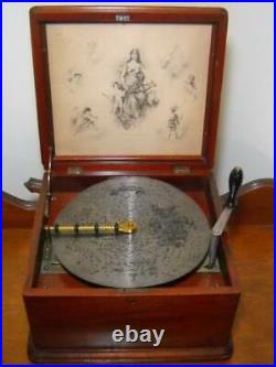 Antique Regina Mahogany 11 Disc Music Box Original & Working HTF Size Ca. 1897