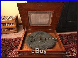 Antique Regina Music Box Oak Case 15 1/2'' inch Single Comb 7 Discs Disc