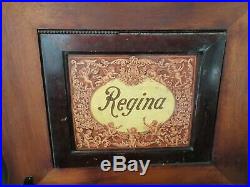 Antique Regina Serpentine Mahogany Music Box with 10 15 1/2 Discs Works