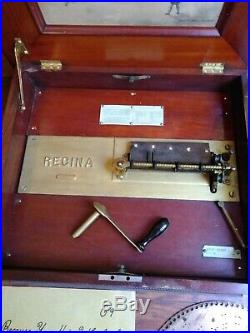 Antique Regina Single Comb Music Box Inside Case Top Crank Low Serial # 25301
