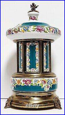 Antique Reuge Lipstick Cigarette Carousel Music Box Cherub ITALY Needs Repair