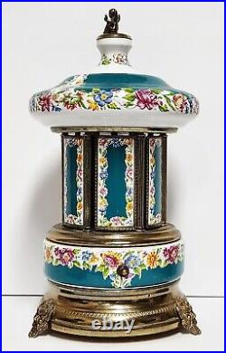 Antique Reuge Lipstick Cigarette Carousel Music Box Cherub ITALY Needs Repair