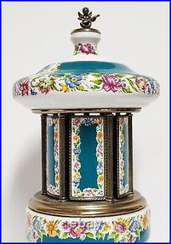 Antique Reuge Lipstick Cigarette Carousel Music Box Cherub ITALY Needs Repair