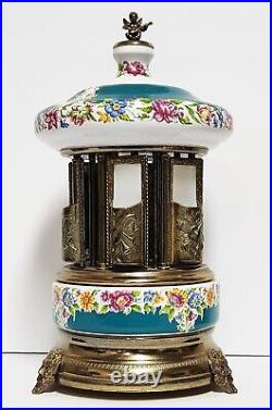 Antique Reuge Lipstick Cigarette Carousel Music Box Cherub ITALY Needs Repair