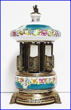 Antique Reuge Lipstick Cigarette Carousel Music Box Cherub ITALY Needs Repair