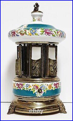 Antique Reuge Lipstick Cigarette Carousel Music Box Cherub ITALY Needs Repair