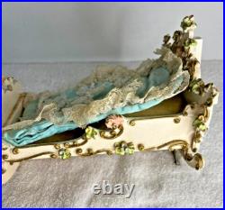 Antique Reuge Music Box Swing Crib Baby Bed WITH CANOPY NO DOLL Works, READ