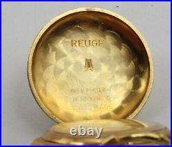 Antique Reuge Swiss Pendant Pocket Music Box Full Hunter Style Gold Plated SM182