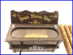 Antique Roller Organ Home Music Box, With 8 Cobs