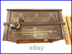 Antique Roller Organ Home Music Box, With 8 Cobs