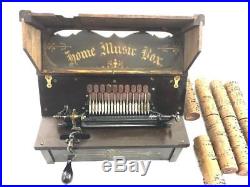 Antique Roller Organ Home Music Box, With 8 Cobs