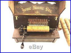 Antique Roller Organ Home Music Box, With 8 Cobs