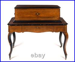 Antique Rosewood interchangeable 6 Cylinder Music Box Table